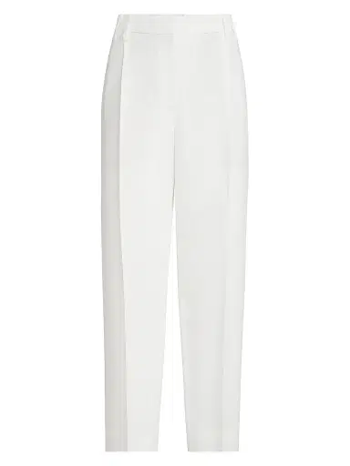 Brunello Cucinelli Women's Viscose and Linen Fluid Twill Slouchy Trousers - White | Thumbnail 1 Brunello Cucinelli Women's Viscose and Linen Fluid Twill Slouchy Trousers - White | Thumbnail 1