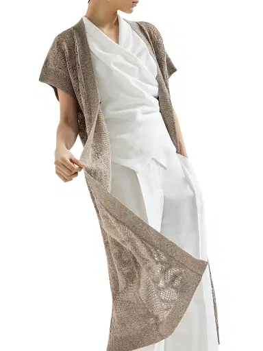 Brunello Cucinelli Women's Dazzling Water Lillies Long Cardigan in Linen and Cotton | Thumbnail 4 Brunello Cucinelli Women's Dazzling Water Lillies Long Cardigan in Linen and Cotton | Thumbnail 4