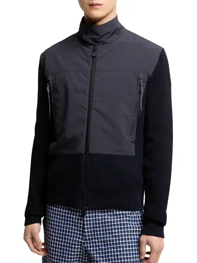 Moncler Grenoble Men's Down-Filled Cardigan in Cotton - Navy Blue | Thumbnail 2 Moncler Grenoble Men's Down-Filled Cardigan in Cotton - Navy Blue | Thumbnail 2
