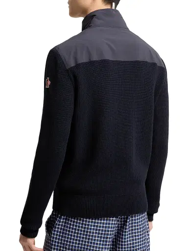 Moncler Grenoble Men's Down-Filled Cardigan in Cotton - Navy Blue | Thumbnail 3 Moncler Grenoble Men's Down-Filled Cardigan in Cotton - Navy Blue | Thumbnail 3