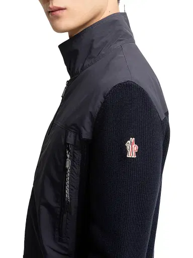 Moncler Grenoble Men's Down-Filled Cardigan in Cotton - Navy Blue | Thumbnail 4 Moncler Grenoble Men's Down-Filled Cardigan in Cotton - Navy Blue | Thumbnail 4