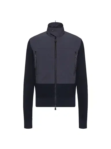 Moncler Grenoble Men's Down-Filled Cardigan in Cotton - Navy Blue | Thumbnail 1 Moncler Grenoble Men's Down-Filled Cardigan in Cotton - Navy Blue | Thumbnail 1