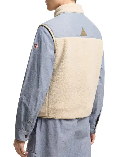 Moncler Grenoble Men's Vest in Teddy & Chambray - Light Beige | Thumbnail 3 Moncler Grenoble Men's Vest in Teddy & Chambray - Light Beige | Thumbnail 3