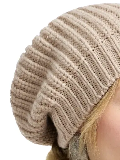 Brunello Cucinelli Women's Cashmere and Silk Diamond Yarn Knit Beanie - Beige | Thumbnail 3 Brunello Cucinelli Women's Cashmere and Silk Diamond Yarn Knit Beanie - Beige | Thumbnail 3