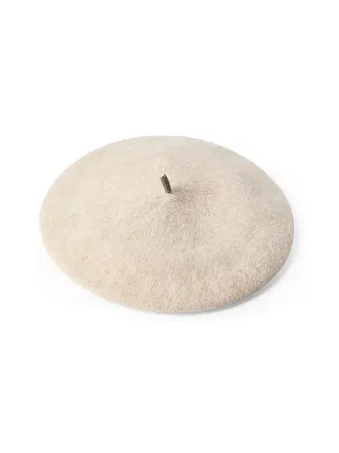Brunello Cucinelli Women's Wool Beret with Precious Detail - Buff | Thumbnail 2 Brunello Cucinelli Women's Wool Beret with Precious Detail - Buff | Thumbnail 2