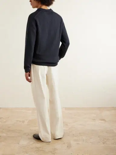 ELEVENTY Cotton and Silk-Blend Polo Sweater - Men | Thumbnail 4 ELEVENTY Cotton and Silk-Blend Polo Sweater - Men | Thumbnail 4