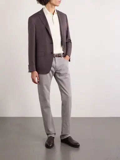 Canali Cotton and Silk-Blend Polo Shirt - Men | Thumbnail 2 Canali Cotton and Silk-Blend Polo Shirt - Men | Thumbnail 2