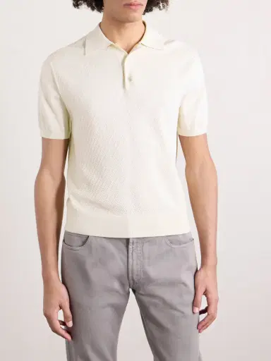Canali Cotton and Silk-Blend Polo Shirt - Men | Thumbnail 3 Canali Cotton and Silk-Blend Polo Shirt - Men | Thumbnail 3