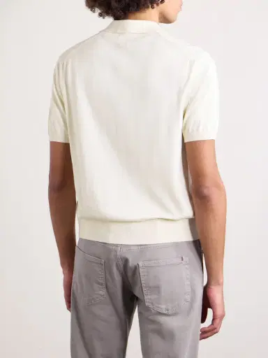 Canali Cotton and Silk-Blend Polo Shirt - Men | Thumbnail 4 Canali Cotton and Silk-Blend Polo Shirt - Men | Thumbnail 4