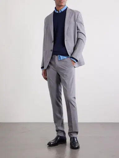 ELEVENTY Slim-Fit Tapered Stretch-Wool Flannel Trousers - Men | Thumbnail 2 ELEVENTY Slim-Fit Tapered Stretch-Wool Flannel Trousers - Men | Thumbnail 2