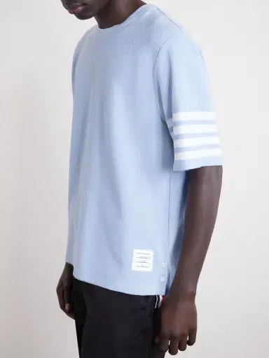 Thom Browne Striped Cotton-Piqué T-Shirt - Men | Thumbnail 5 Thom Browne Striped Cotton-Piqué T-Shirt - Men | Thumbnail 5