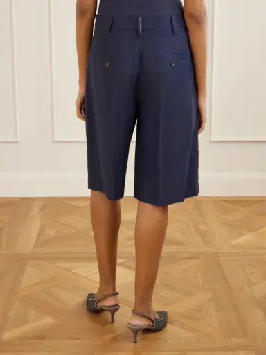 Brunello Cucinelli Bead-embellished Pleated Twill Shorts | Thumbnail 4 Brunello Cucinelli Bead-embellished Pleated Twill Shorts | Thumbnail 4
