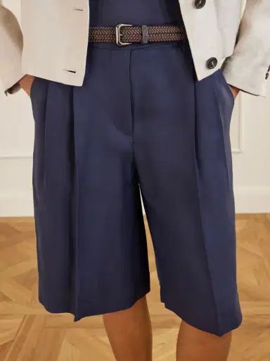 Brunello Cucinelli Bead-embellished Pleated Twill Shorts | Thumbnail 5 Brunello Cucinelli Bead-embellished Pleated Twill Shorts | Thumbnail 5