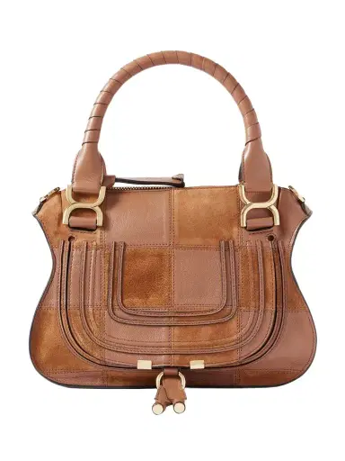 Chloé Marcie Patchwork Leather And Suede Shoulder Bag | Thumbnail 1 Chloé Marcie Patchwork Leather And Suede Shoulder Bag | Thumbnail 1