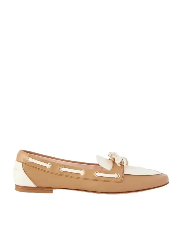 Embellished Bow-detailed Two-tone Leather Loafers Embellished Bow-detailed Two-tone Leather Loafers
