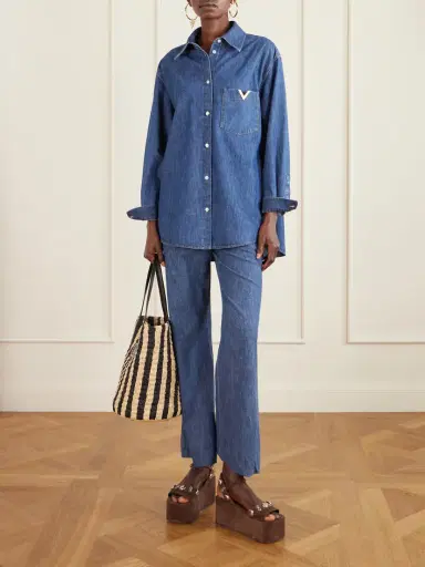 Valentino Garavani Vlogo Signature Small Leather-trimmed Striped Raffia Bucket Bag | Thumbnail 3 Valentino Garavani Vlogo Signature Small Leather-trimmed Striped Raffia Bucket Bag | Thumbnail 3