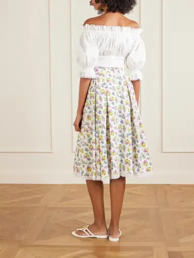 Dolce & Gabbana Pleated Floral-print Cotton-poplin Midi Skirt | Thumbnail 3 Dolce & Gabbana Pleated Floral-print Cotton-poplin Midi Skirt | Thumbnail 3