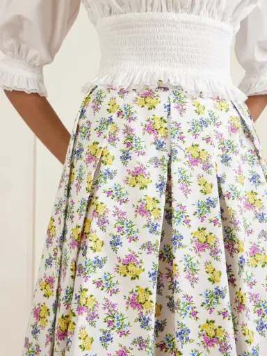 Dolce & Gabbana Pleated Floral-print Cotton-poplin Midi Skirt | Thumbnail 4 Dolce & Gabbana Pleated Floral-print Cotton-poplin Midi Skirt | Thumbnail 4