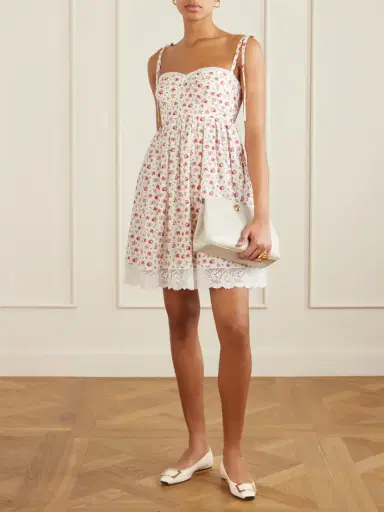 Dolce & Gabbana Lace-trimmed Floral-print Cotton-blend Poplin Bustier Mini Dress | Thumbnail 2 Dolce & Gabbana Lace-trimmed Floral-print Cotton-blend Poplin Bustier Mini Dress | Thumbnail 2