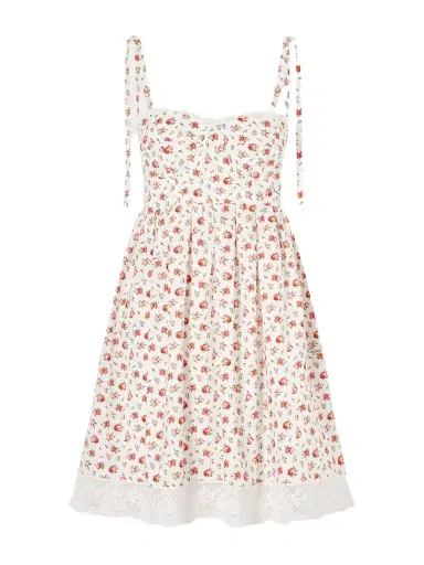 Dolce & Gabbana Lace-trimmed Floral-print Cotton-blend Poplin Bustier Mini Dress | Thumbnail 1 Dolce & Gabbana Lace-trimmed Floral-print Cotton-blend Poplin Bustier Mini Dress | Thumbnail 1