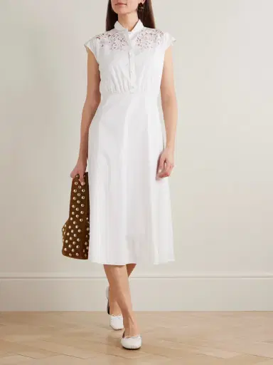 Valentino Garavani Broderie Anglaise-trimmed Cotton-poplin Midi Dress | Thumbnail 2 Valentino Garavani Broderie Anglaise-trimmed Cotton-poplin Midi Dress | Thumbnail 2