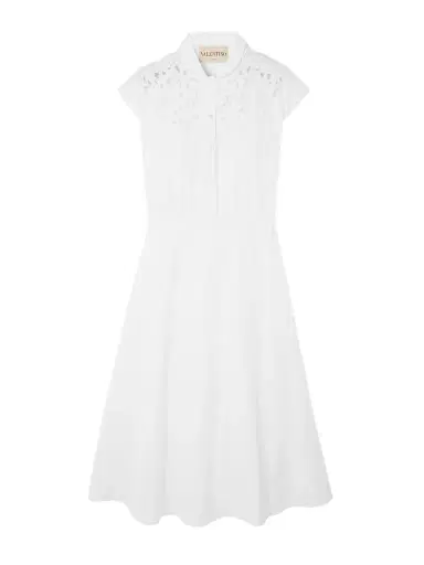 Valentino Garavani Broderie Anglaise-trimmed Cotton-poplin Midi Dress | Thumbnail 1 Valentino Garavani Broderie Anglaise-trimmed Cotton-poplin Midi Dress | Thumbnail 1