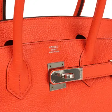 HERMÈS Hermes Birkin 30 Orange Poppy Togo Palladium Hardware | Thumbnail 7 HERMÈS Hermes Birkin 30 Orange Poppy Togo Palladium Hardware | Thumbnail 7