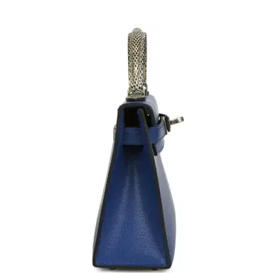 HERMÈS Hermes Kelly Sellier 20 Bleu Royal Chevre Chamkila and Ombre Varanus Salvator Lizard Touch Palladium Hardware | Thumbnail 3 HERMÈS Hermes Kelly Sellier 20 Bleu Royal Chevre Chamkila and Ombre Varanus Salvator Lizard Touch Palladium Hardware | Thumbnail 3