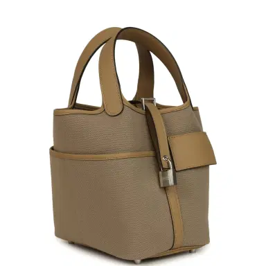 HERMÈS Hermes Picotin Cargo 18 Beiga Marfa Toile Canvas and Poussiere Swift Palladium Hardware | Thumbnail 2 HERMÈS Hermes Picotin Cargo 18 Beiga Marfa Toile Canvas and Poussiere Swift Palladium Hardware | Thumbnail 2