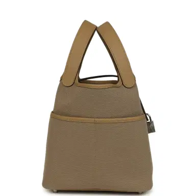 HERMÈS Hermes Picotin Cargo 18 Beiga Marfa Toile Canvas and Poussiere Swift Palladium Hardware | Thumbnail 3 HERMÈS Hermes Picotin Cargo 18 Beiga Marfa Toile Canvas and Poussiere Swift Palladium Hardware | Thumbnail 3