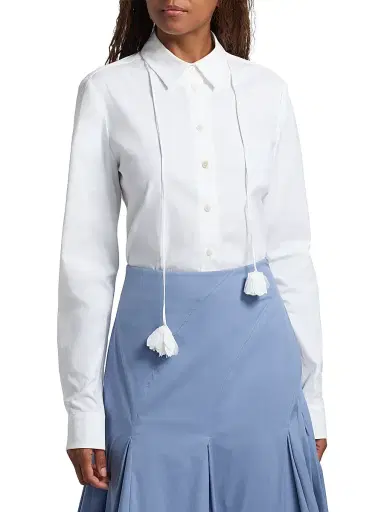 Lela Rose Women's Drop Flower Cotton Poplin Shirt - White | Thumbnail 3 Lela Rose Women's Drop Flower Cotton Poplin Shirt - White | Thumbnail 3