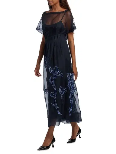 Lela Rose Women's Floral-Embroidered Organza Cocktail Dress | Thumbnail 2 Lela Rose Women's Floral-Embroidered Organza Cocktail Dress | Thumbnail 2