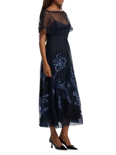 Lela Rose Women's Floral-Embroidered Organza Cocktail Dress | Thumbnail 4 Lela Rose Women's Floral-Embroidered Organza Cocktail Dress | Thumbnail 4