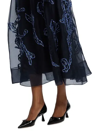 Lela Rose Women's Floral-Embroidered Organza Cocktail Dress | Thumbnail 6 Lela Rose Women's Floral-Embroidered Organza Cocktail Dress | Thumbnail 6