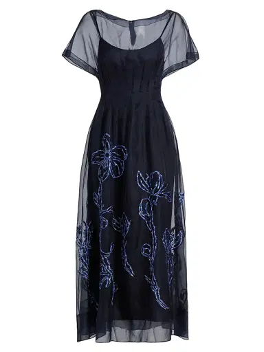 Lela Rose Women's Floral-Embroidered Organza Cocktail Dress | Thumbnail 1 Lela Rose Women's Floral-Embroidered Organza Cocktail Dress | Thumbnail 1
