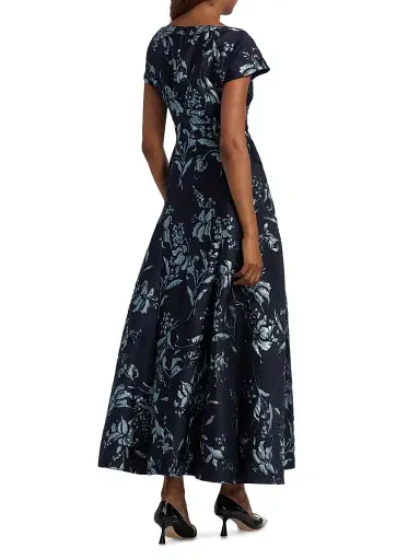 Lela Rose Women's Metallic Floral Jacquard Cocktail Dress | Thumbnail 5 Lela Rose Women's Metallic Floral Jacquard Cocktail Dress | Thumbnail 5
