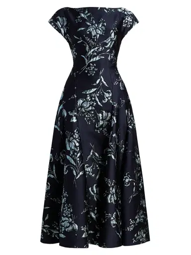 Lela Rose Women's Metallic Floral Jacquard Cocktail Dress | Thumbnail 1 Lela Rose Women's Metallic Floral Jacquard Cocktail Dress | Thumbnail 1