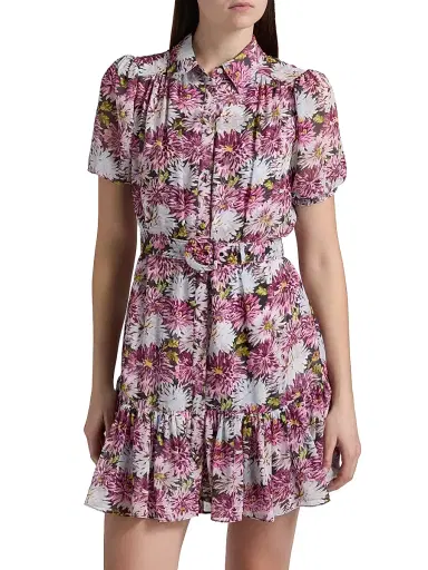 Cinq à Sept Women's Halbini Dahlia Print Minidress - Lavender Crystal Multi | Thumbnail 3 Cinq à Sept Women's Halbini Dahlia Print Minidress - Lavender Crystal Multi | Thumbnail 3