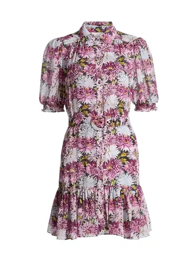 Cinq à Sept Women's Halbini Dahlia Print Minidress - Lavender Crystal Multi | Thumbnail 1 Cinq à Sept Women's Halbini Dahlia Print Minidress - Lavender Crystal Multi | Thumbnail 1