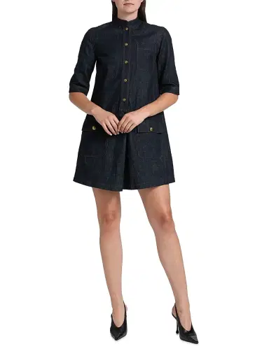 Adam Lippes Women's Lauder Denim Shirtdress - Indigo | Thumbnail 2 Adam Lippes Women's Lauder Denim Shirtdress - Indigo | Thumbnail 2
