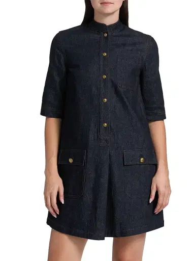 Adam Lippes Women's Lauder Denim Shirtdress - Indigo | Thumbnail 3 Adam Lippes Women's Lauder Denim Shirtdress - Indigo | Thumbnail 3