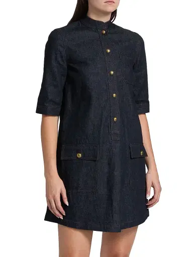 Adam Lippes Women's Lauder Denim Shirtdress - Indigo | Thumbnail 4 Adam Lippes Women's Lauder Denim Shirtdress - Indigo | Thumbnail 4