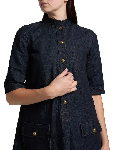 Adam Lippes Women's Lauder Denim Shirtdress - Indigo | Thumbnail 6 Adam Lippes Women's Lauder Denim Shirtdress - Indigo | Thumbnail 6