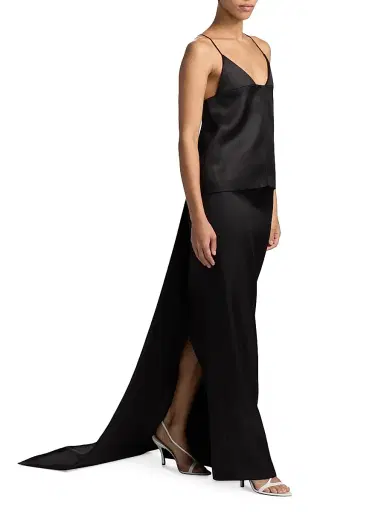 Brandon Maxwell Women's The Monroe High-Low Satin Maxi Skirt - Black - Size 6 | Thumbnail 2 Brandon Maxwell Women's The Monroe High-Low Satin Maxi Skirt - Black - Size 6 | Thumbnail 2