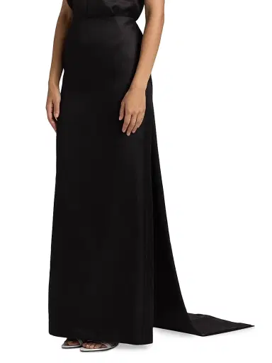 Brandon Maxwell Women's The Monroe High-Low Satin Maxi Skirt - Black - Size 6 | Thumbnail 4 Brandon Maxwell Women's The Monroe High-Low Satin Maxi Skirt - Black - Size 6 | Thumbnail 4