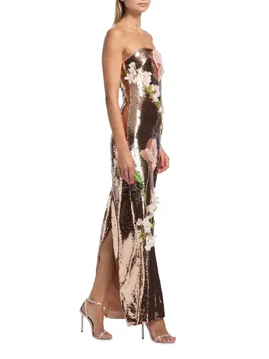 Monique Lhuillier Women's Sequined Floral Embroidered Column Gown - Rose Gold | Thumbnail 2 Monique Lhuillier Women's Sequined Floral Embroidered Column Gown - Rose Gold | Thumbnail 2