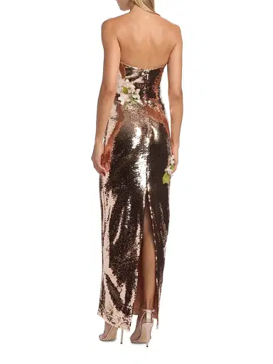 Monique Lhuillier Women's Sequined Floral Embroidered Column Gown - Rose Gold | Thumbnail 5 Monique Lhuillier Women's Sequined Floral Embroidered Column Gown - Rose Gold | Thumbnail 5