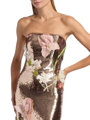 Monique Lhuillier Women's Sequined Floral Embroidered Column Gown - Rose Gold | Thumbnail 6 Monique Lhuillier Women's Sequined Floral Embroidered Column Gown - Rose Gold | Thumbnail 6