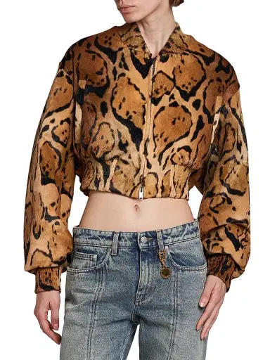 Stella McCartney Women's Cloud Leopard Velvet Bomber Jacket - Brown Multi | Thumbnail 3 Stella McCartney Women's Cloud Leopard Velvet Bomber Jacket - Brown Multi | Thumbnail 3