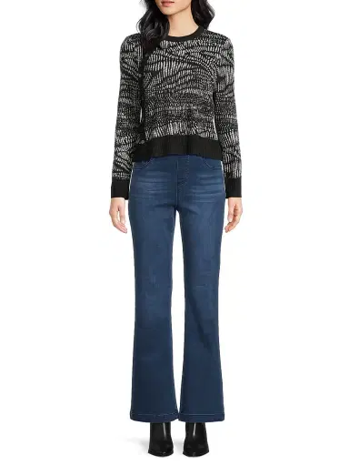 Misook Women's Abstract Animal Print Soft Knit Sweater - Black White - Size XXL | Thumbnail 2 Misook Women's Abstract Animal Print Soft Knit Sweater - Black White - Size XXL | Thumbnail 2